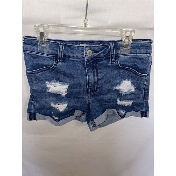 Pacsun Distressed Shorts Women’s Size Waist 26 Blue Jeans Zip Fly Pockets - Picture 1 of 12